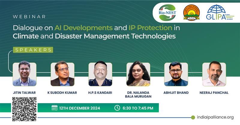 A Dialogue on AI Developments & Intellectual Property Protection in Climate and Disaster Management Technologies by GLIPA-India
