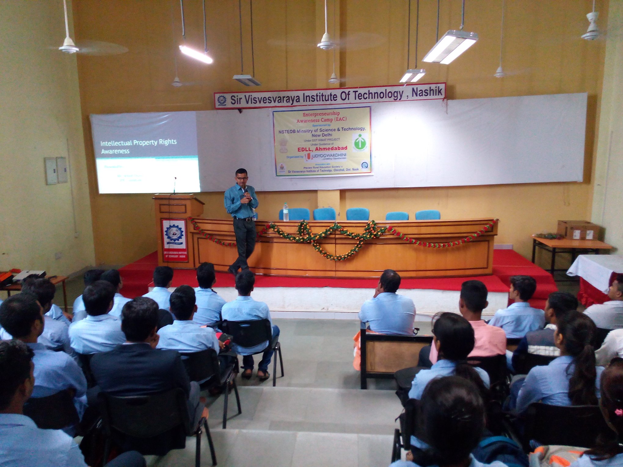 A Session on "Intellectual Property for Entrepreneurship" at Sir Vishweshwaraiah Institute of Technology, Chincholi, District Nashik