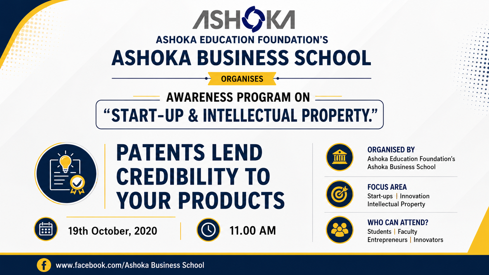 Ashoka Business School Hosts Intellectual Property Awareness Programme; Abhijit Bhand Urges Entrepreneurs to Build IP-Driven Businesses